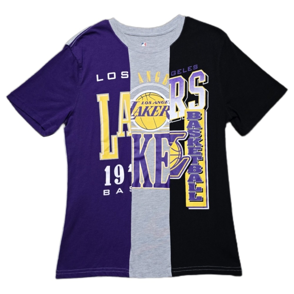 Y2K LA Lakers NBA Kobe Shaq Patchwork T Shirt Mens Medium